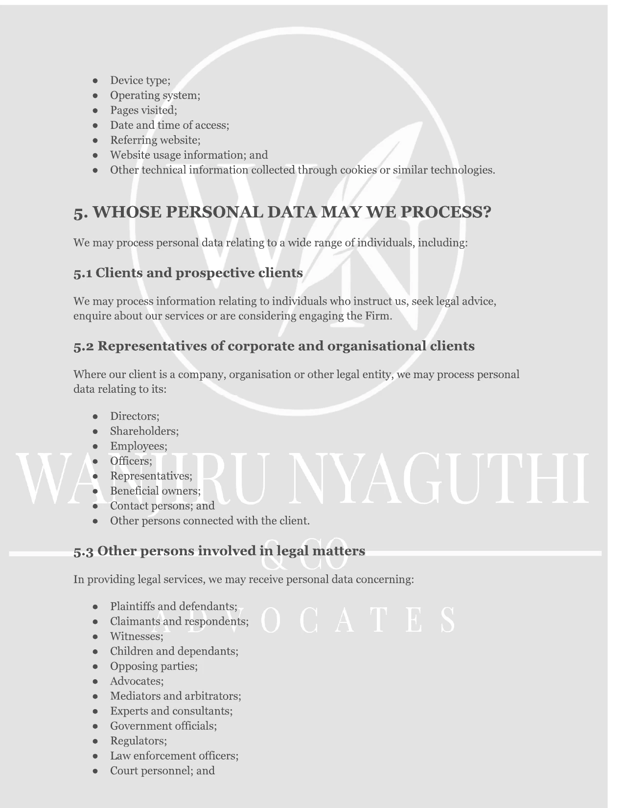 Wanjiru Nyaguthi & Company Advocates Privacy Policy - Page 4