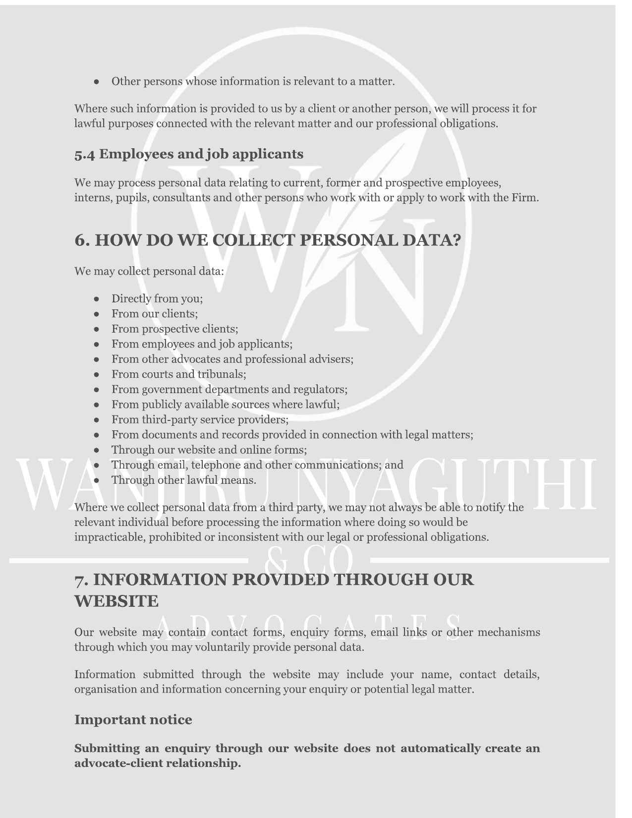 Wanjiru Nyaguthi & Company Advocates Privacy Policy - Page 5