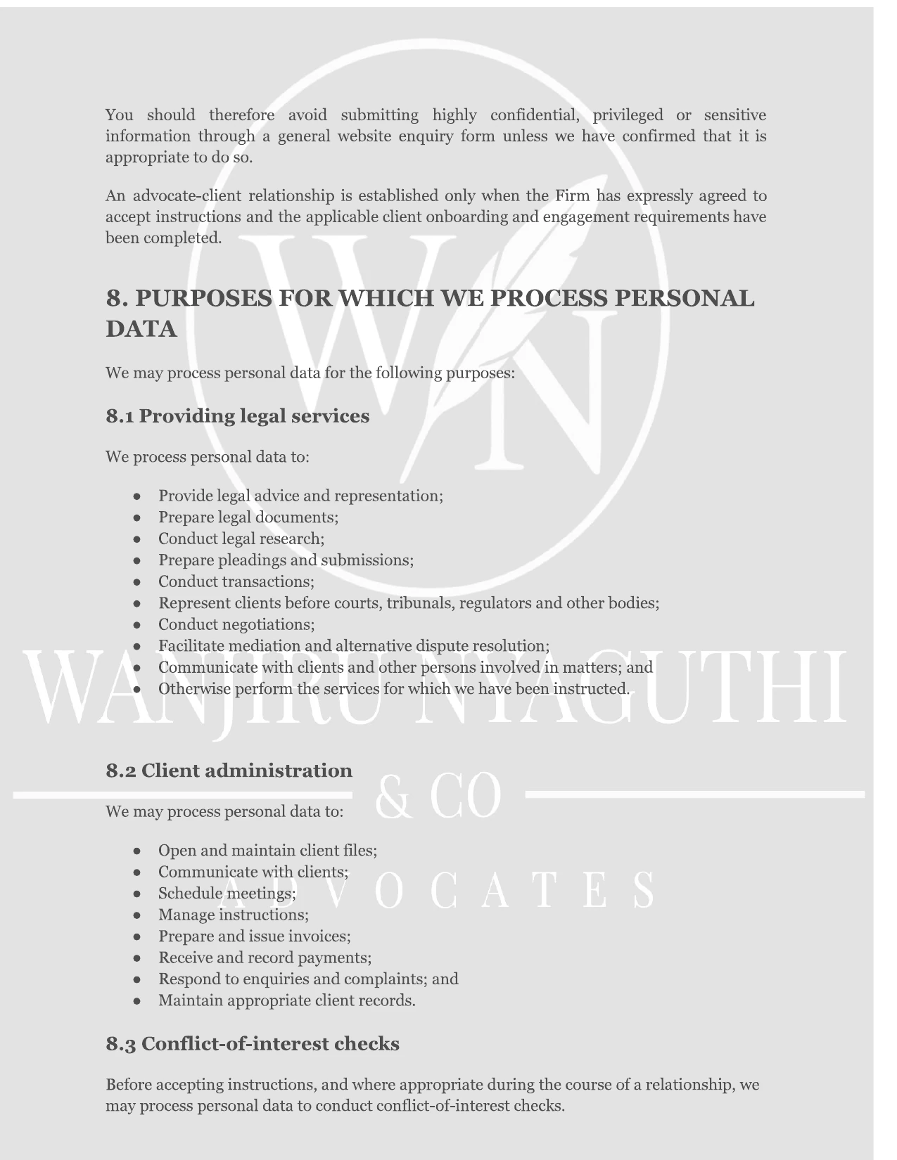 Wanjiru Nyaguthi & Company Advocates Privacy Policy - Page 6
