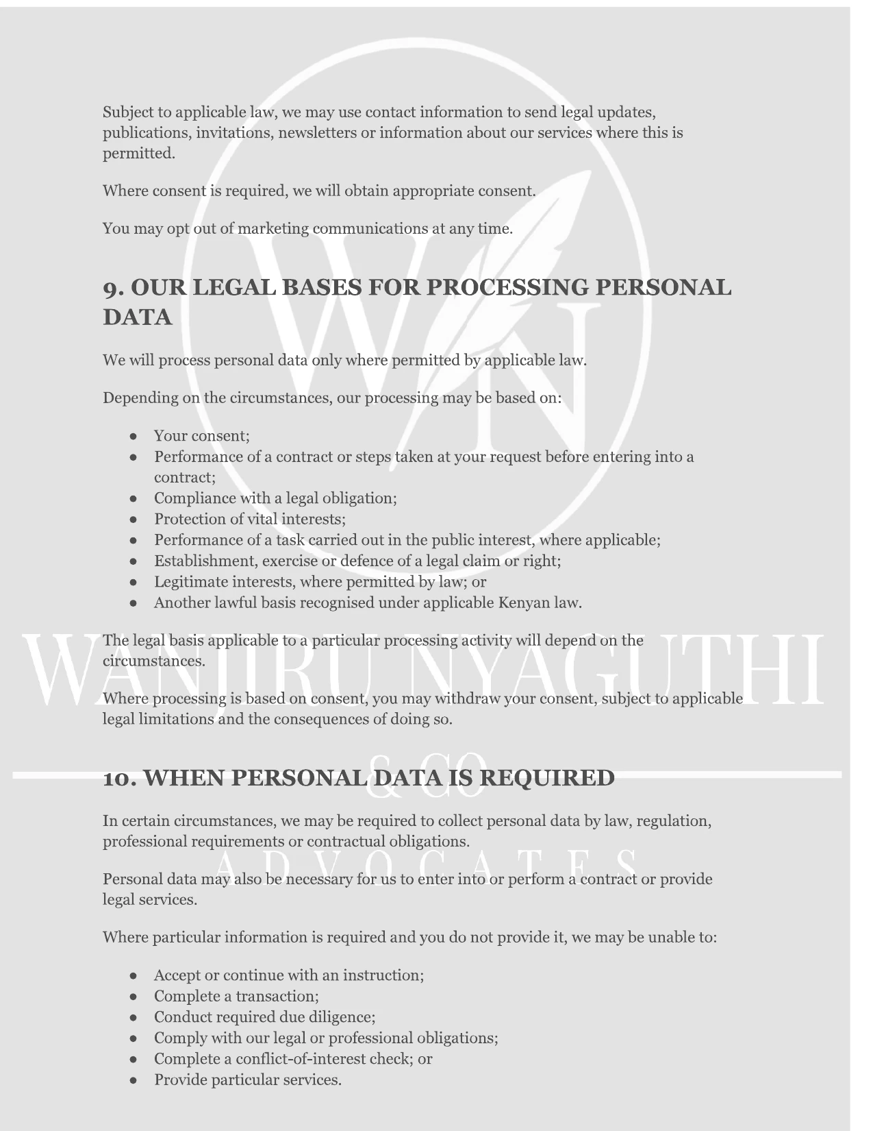 Wanjiru Nyaguthi & Company Advocates Privacy Policy - Page 8