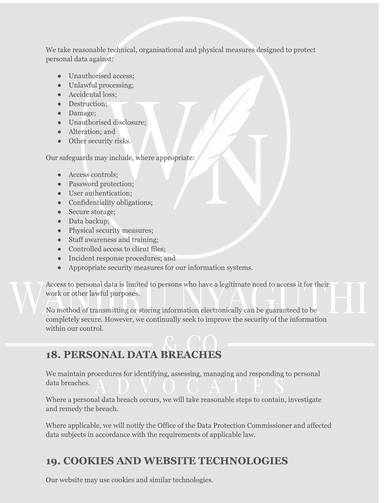 Wanjiru Nyaguthi & Company Advocates Privacy Policy - Page 12