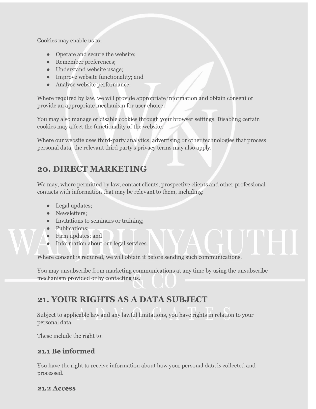 Wanjiru Nyaguthi & Company Advocates Privacy Policy - Page 13