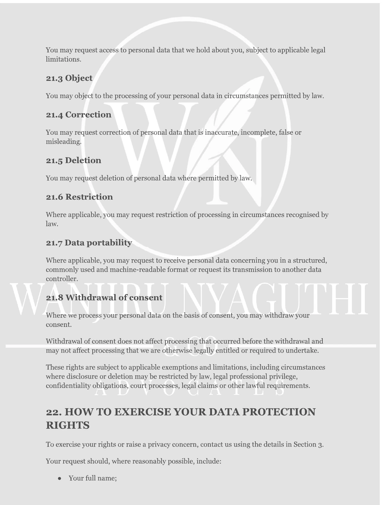 Wanjiru Nyaguthi & Company Advocates Privacy Policy - Page 14