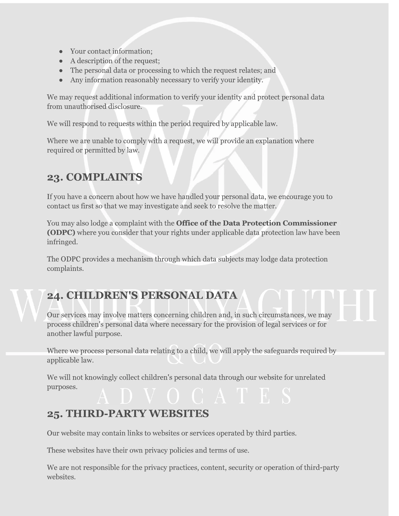 Wanjiru Nyaguthi & Company Advocates Privacy Policy - Page 15